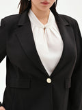 Blazer nero monopetto Curvy in scuba mano crepe