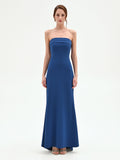 Abito lungo blu brillante con scollo a fascia