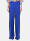 Pantalone a palazzo blu cina in tessuto tecnico