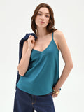 Top rosa in raso con scollo a v