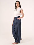 Pantaloni Ampi in Misto Modal Blu