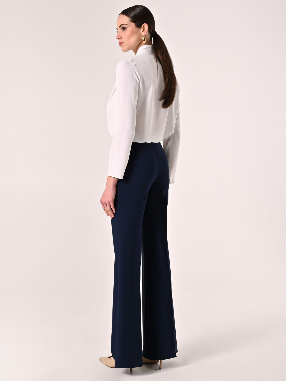 Pantaloni Palazzo in Tessuto Tecnico Blu