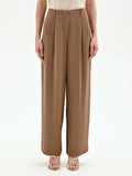 Pantalone a palazzo fango marrone in cadi