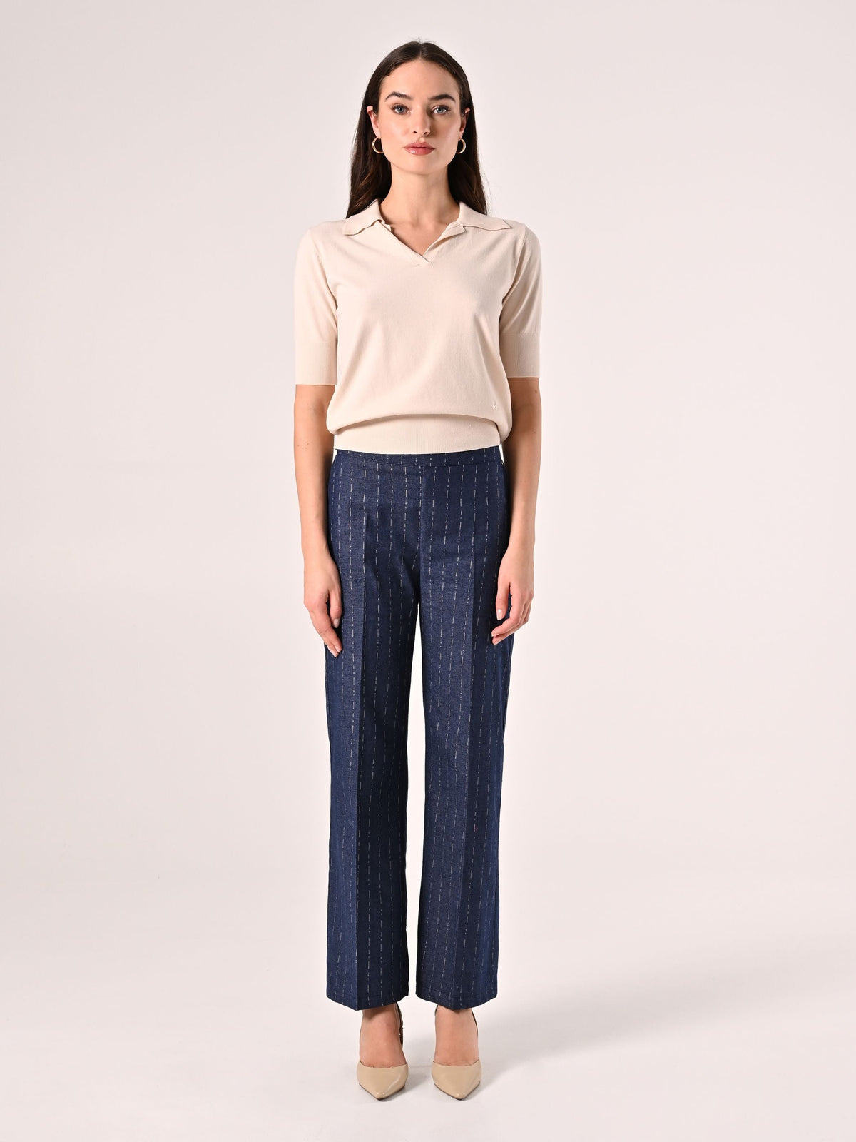 Pantaloni in Denim effetto Gessato
