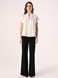 Blusa con Collo alla Coreana Bianca