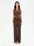 Gilet cioccolato con revers a punta