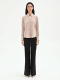 Camicia beige con bottoni ricoperti
