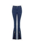 Pantaloni jeans blu con spacco frontale