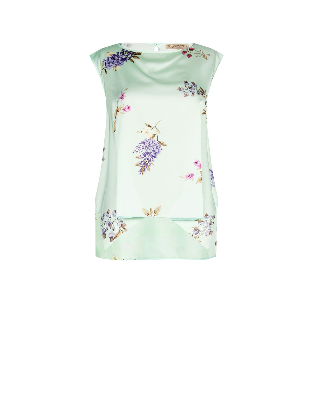 Top asimmetrico verde menta a stampa floreale
