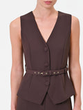 Tuta marrone in cadi effetto gilet con cintura