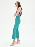 Pantalone turchese slim azzurro a vita alta