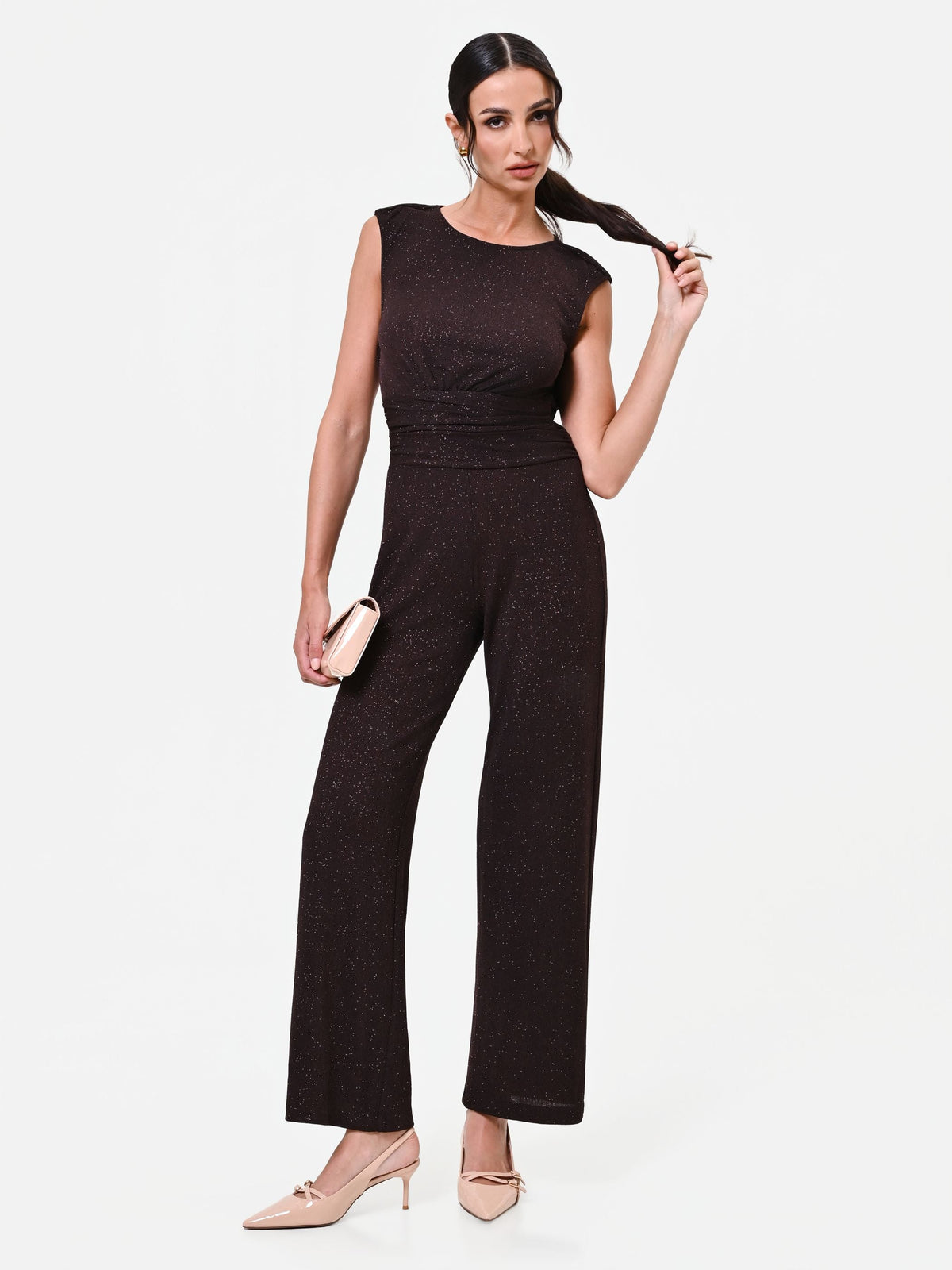 Tuta moro marrone con pantalone a palazzo