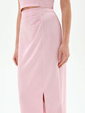 Gonna lunga rosa pastello in raso