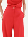 Pantalone a gamba larga rosso fragola in cadi