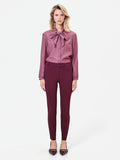 Pantalone skinny bordeaux rosso in scuba mano crepe