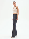 Pantalone gessato blu mid flared