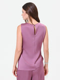 Top in raso rosa antico con drappeggio laterale