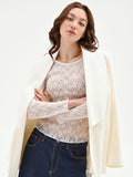 Blusa panna sfiancata in pizzo floreale