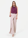 Pantalone asimmetrico fluido tortora beige