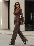 Giacca Marrone con Foulard effetto Camoscio