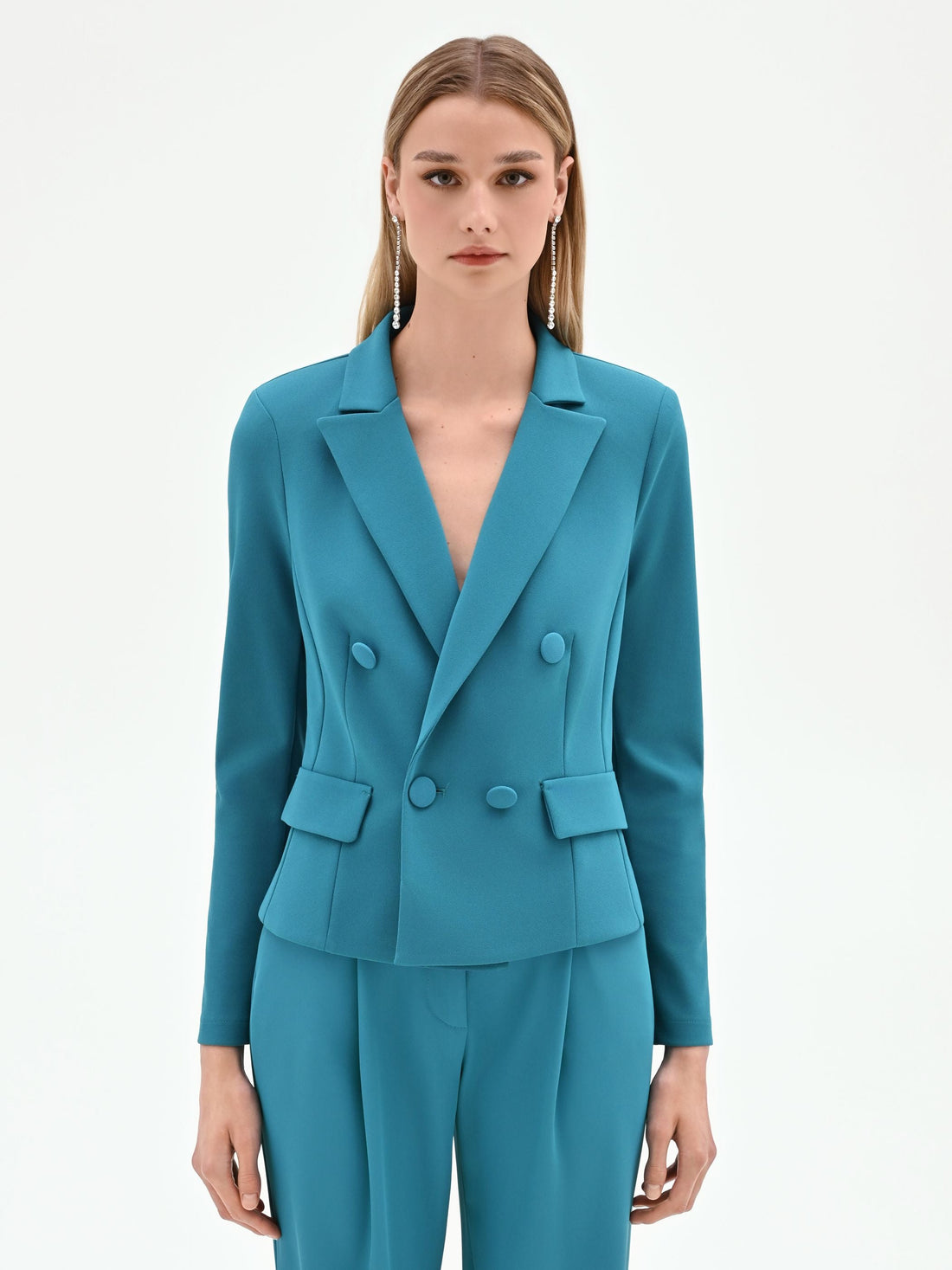 Giacca doppiopetto blu ottanio