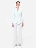 Giacca bianca con revers in raso