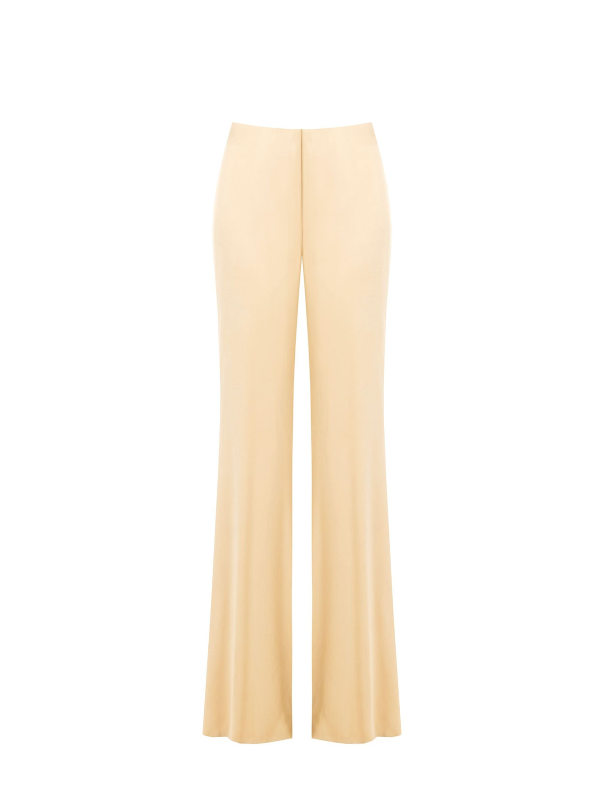 Pantaloni in Raso di Viscosa Beige Scuro