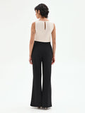 Pantalone Palazzo Vita Alta Nero con Bottoni