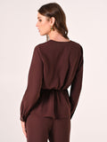 Blusa Marrone Cioccolato effetto Goffrato