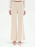 Pantalone a palazzo in raso beige chiaro