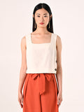 Crop Top in Lino Viscosa Bianco
