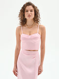 Top bustier rosa pastello con pizzo