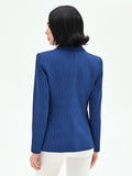 Giacca blazer blu brillante effetto gessato