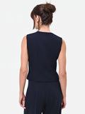 Gilet Studio gessato asimmetrico blu navy
