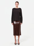 Maglia marrone moro con texture a coste misto viscosa e alpaca