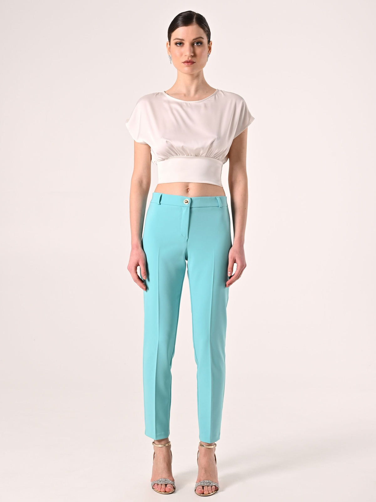 Pantaloni in tessuto tecnico Verde Acqua