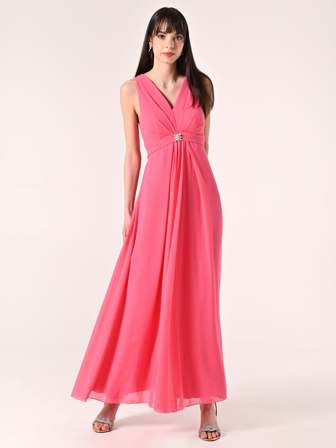 Abito taglio Impero in Georgette Rosa Camelia