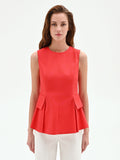Top rosso in cotone con baschina