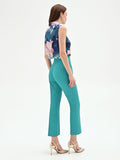 Pantalone turchese slim azzurro a vita alta