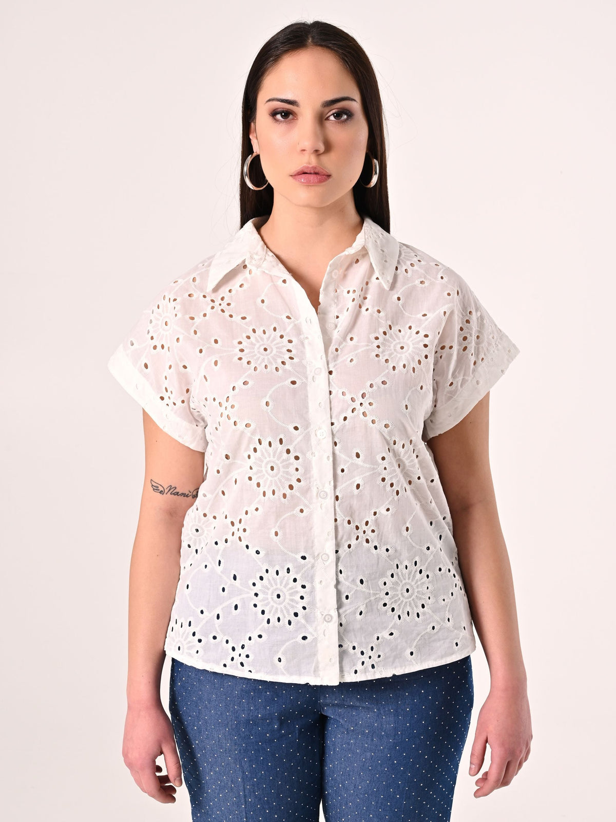 Camicia Curvy in Sangallo