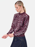 Maglia in viscosa bordeaux con paillettes