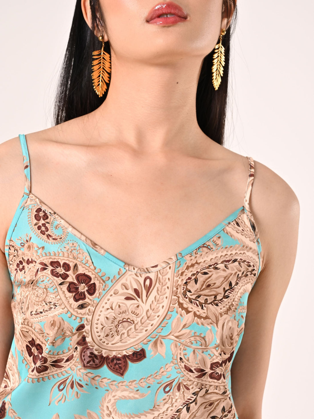 Top stampa Paisley Verde Acqua