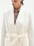 Giacca blazer doppiopetto in misto cotone lyocell bianco