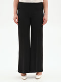 Pantalone Curvy nero a palazzo in scuba crèpe