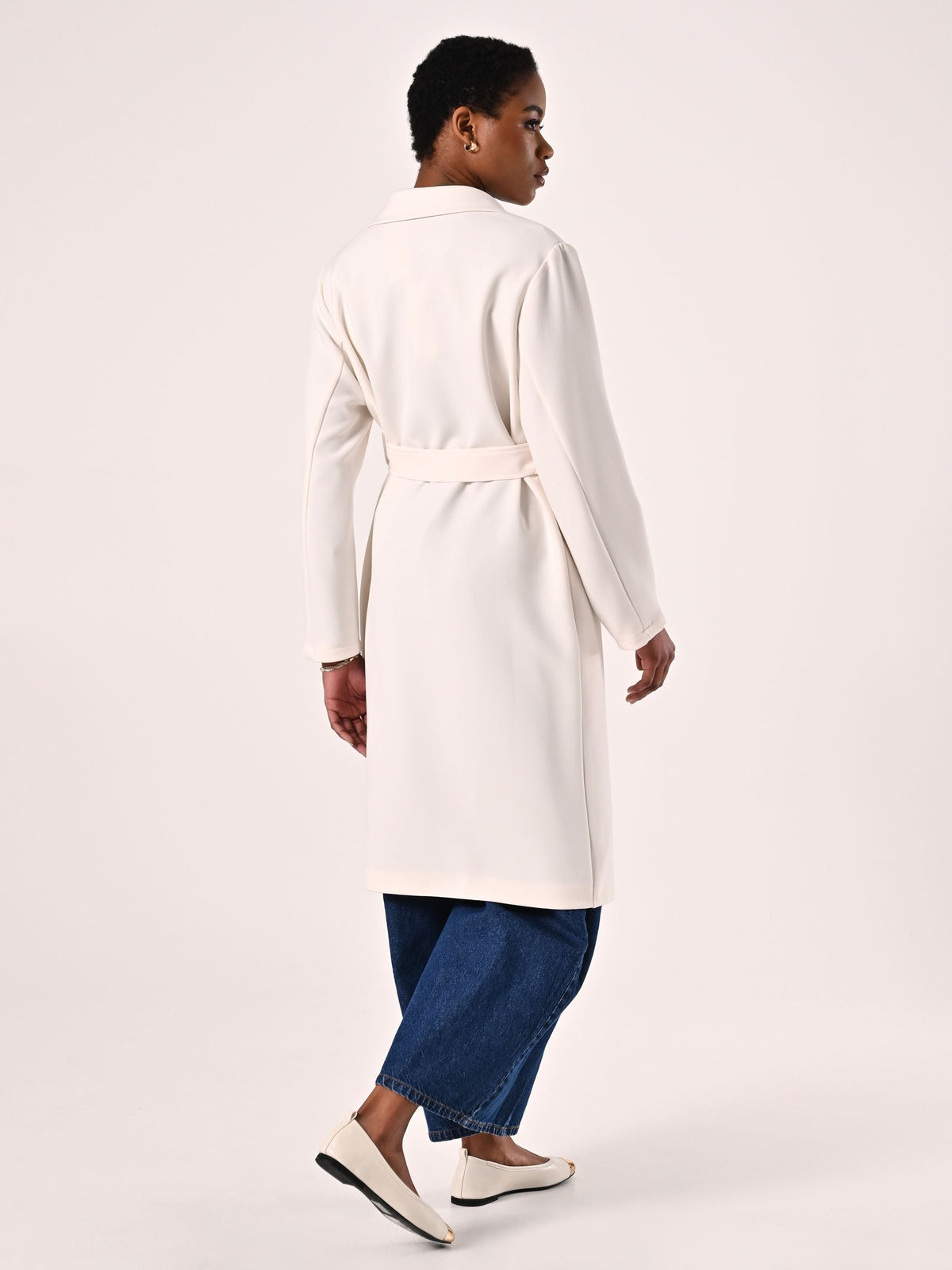 Cappotto Bianco in Doppio Crepe