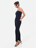 Pantalone Studio gessato in crepe blu navy
