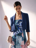 Giacca corta blu brillante con collo sciallato