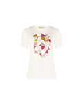 T-shirt panna con stampa grafica laminata