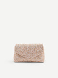 Pochette gioiello rosa cipria con strass all over