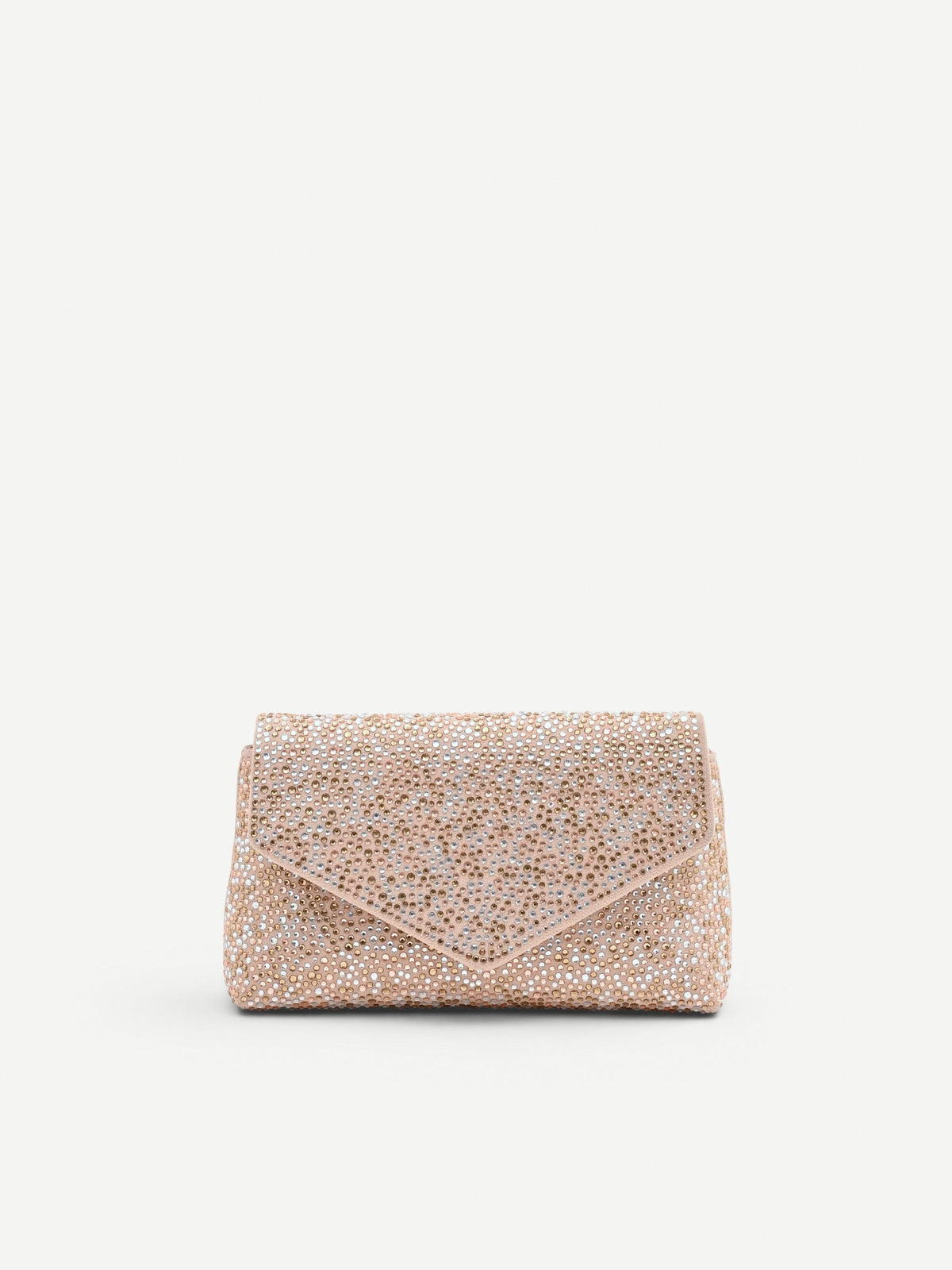 Pochette gioiello rosa cipria con strass all over